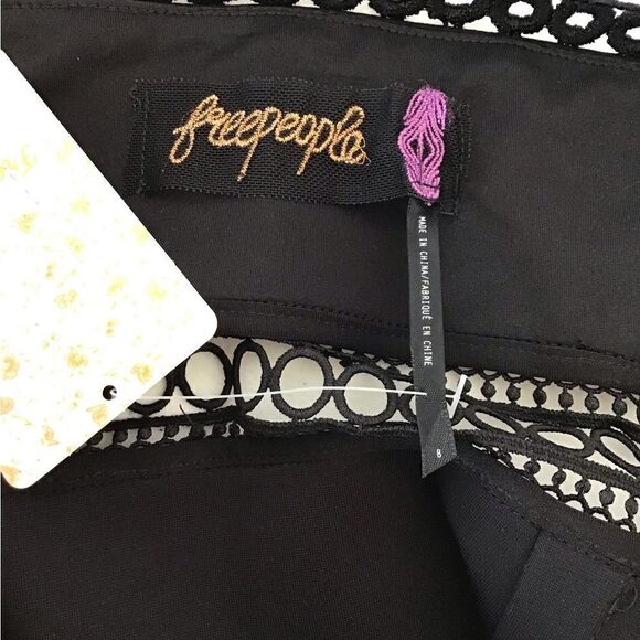 Free People Black Mini Dress Iris Crochet Trim Mini Dress New Size 8 - Picture 16 of 16